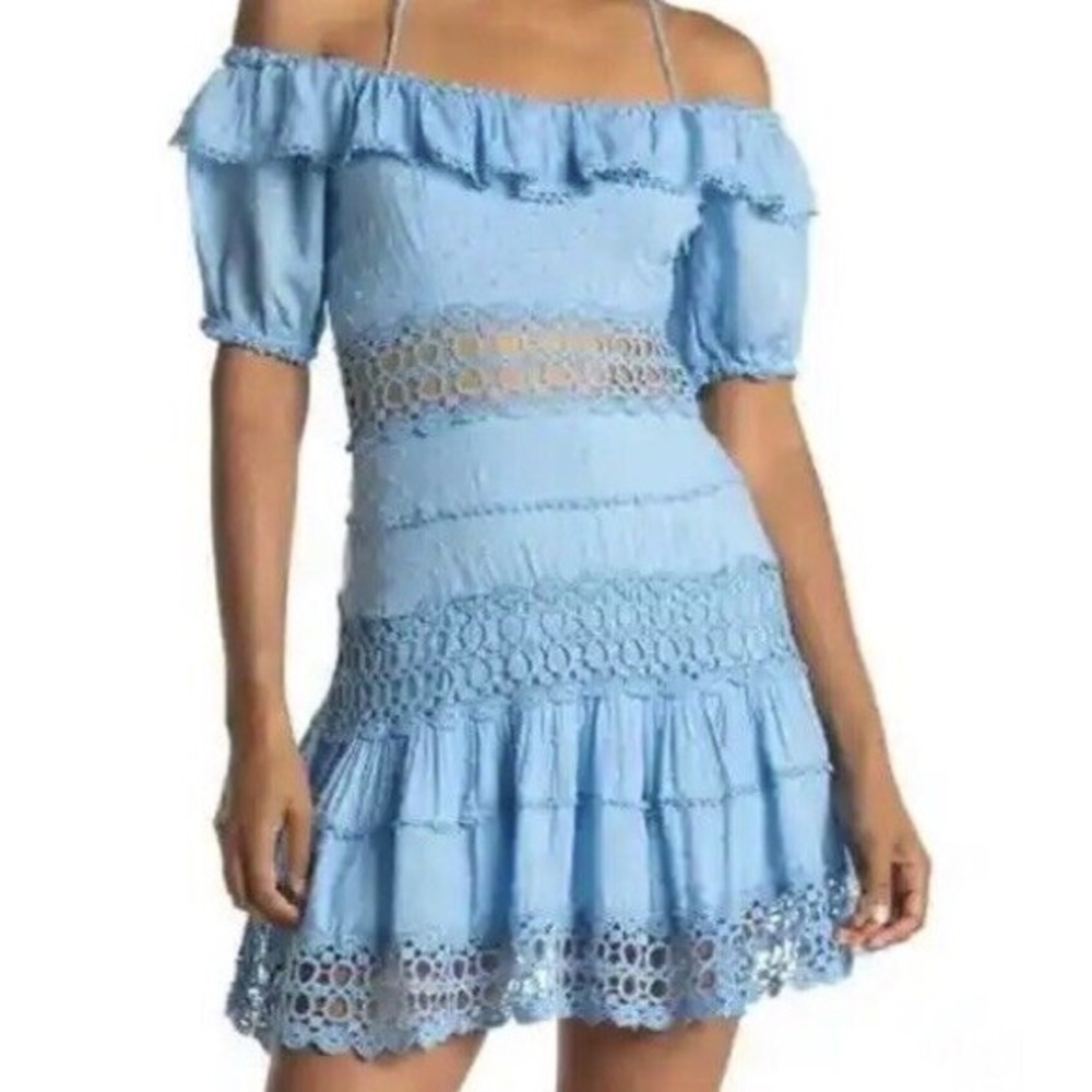 Blue Crochet Mini Skirt